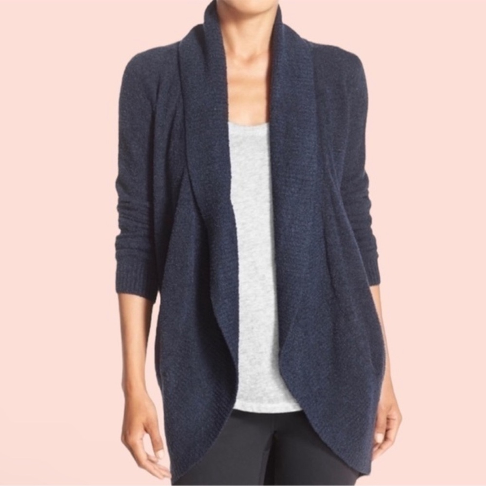 Barefoot Dreams Women's CozyChic Lite Circle Cardi Sweater Indigo‎ Blue Medium